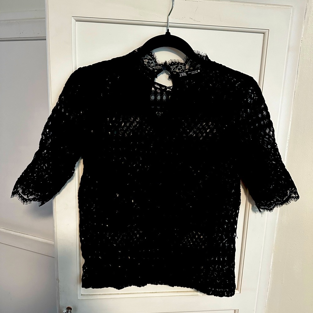 Zara lace top black size medium